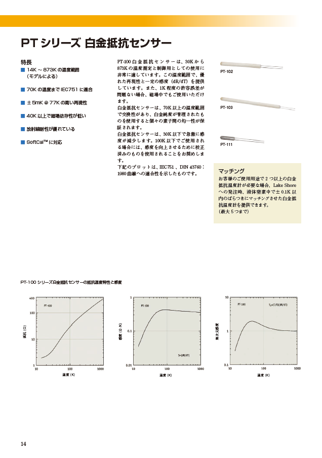 白金抵抗センサー PTシリーズ | 株式会社東陽テクニカ 理化学計測部 